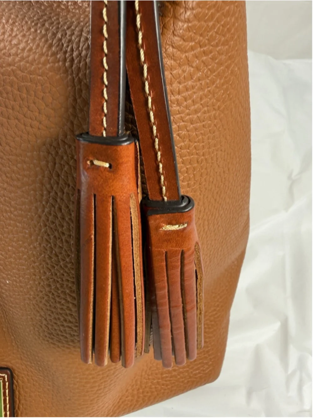 Dooney & Bourke Wexford Hobo Shoulder Bag Large Tan Pebbled Leather & Camel Brwn